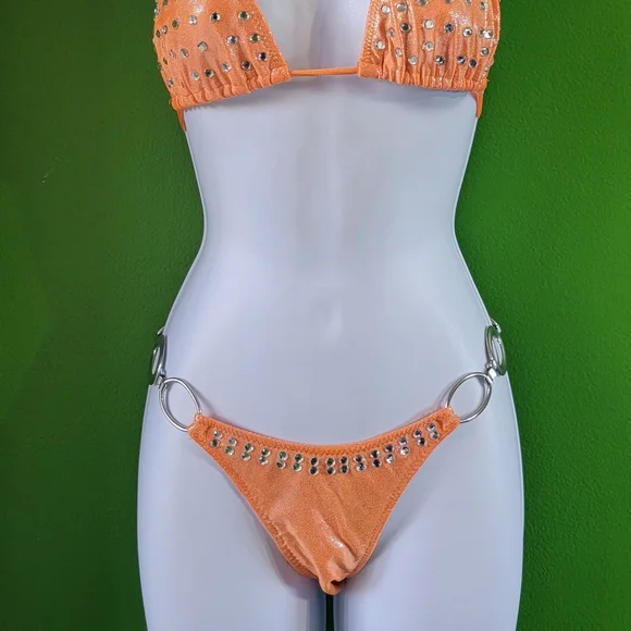 Orange competition Bikini suit with Swarovski crystals - Picture 3 of 4